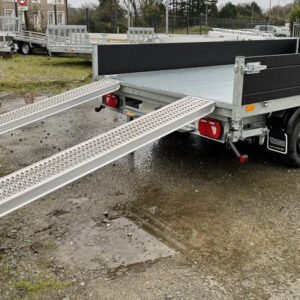 Remolque volquete trilateral Saris K3 406 x 204, 3500 kg, triple eje, con freno, ballestas